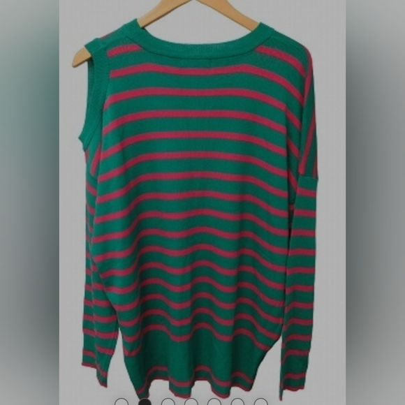 jeanasis Sweaters - Classic Striped Crewneck Sweater - Green & Pink